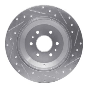 Kia Borrego Brake Rotor (1) - Rear Left - R1 Concepts - Drilled & Slotted - Silver - `09-`10